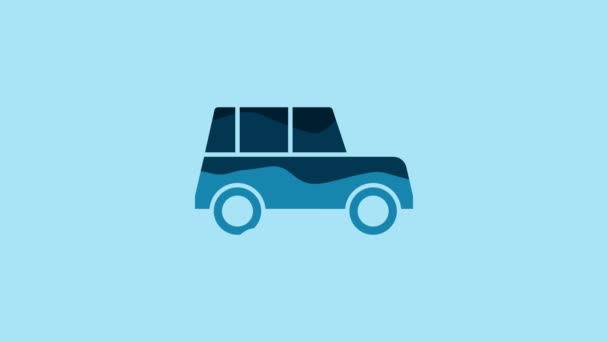 Blue Car Icon Isolated Blue Background Front View Video Motion — 비디오