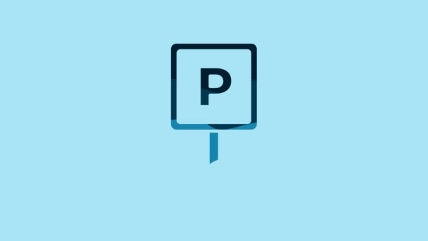 Blue Parking Icon Isolated Blue Background Street Road Sign Video — Video