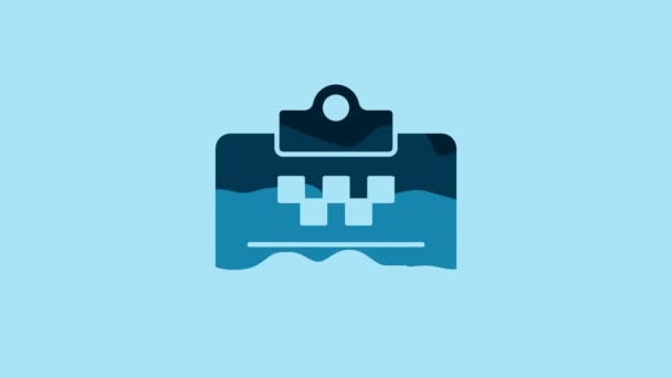 Blue Taxi Driver License Icon Isolated Blue Background Video Motion — Vídeos de Stock