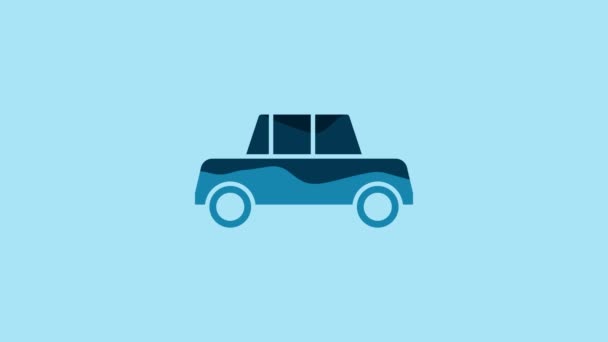 Blue Car Icon Isolated Blue Background Front View Video Motion — Stock video