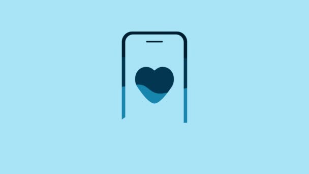 Blue Online Dating App Chat Icon Isolated Blue Background International — Stock Video