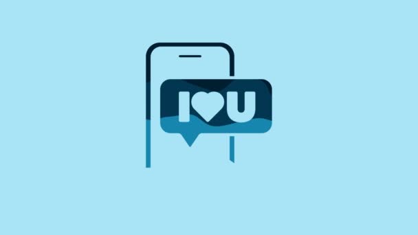 Blue Mobile Phone Heart Icon Isolated Blue Background Valentines Day — Video