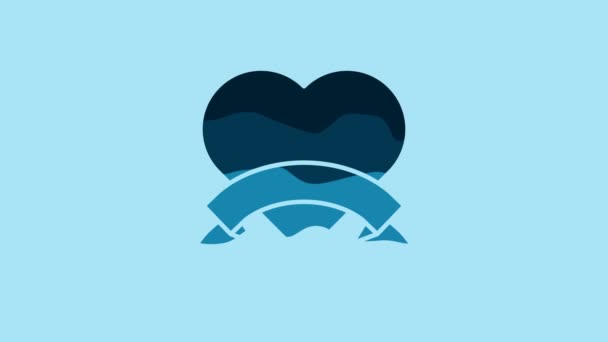 Blue Heart Icon Isolated Blue Background Romantic Symbol Linked Join — Wideo stockowe