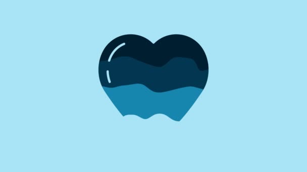 Blue Heart Icon Isolated Blue Background Romantic Symbol Linked Join — Vídeo de Stock