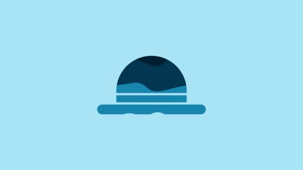 Blue Clown Hat Icon Isolated Blue Background Bowler Hat Video — Stockvideo