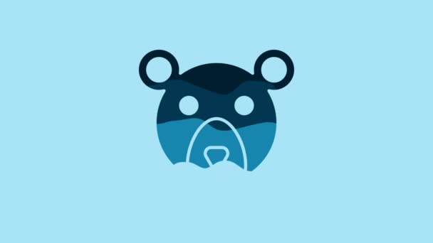Blue Bear Head Icon Isolated Blue Background Video Motion Graphic — Vídeos de Stock