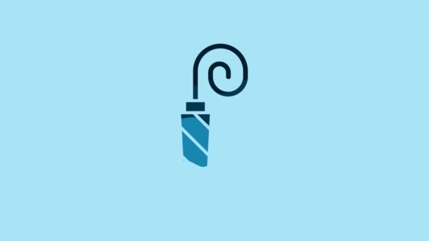 Blue Birthday Party Horn Icon Isolated Blue Background Video Motion — Vídeo de stock