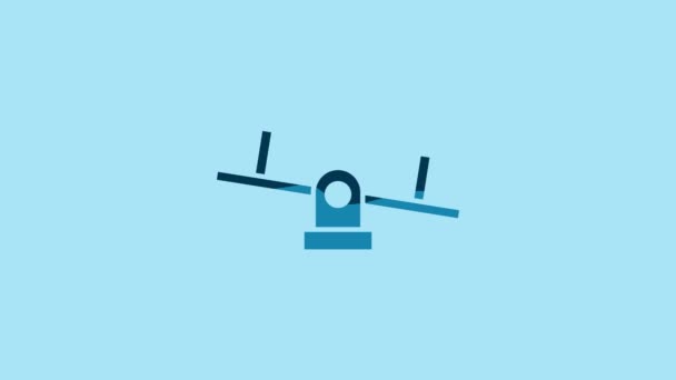 Blue Seesaw Icon Isolated Blue Background Teeter Equal Board Playground — Vídeos de Stock