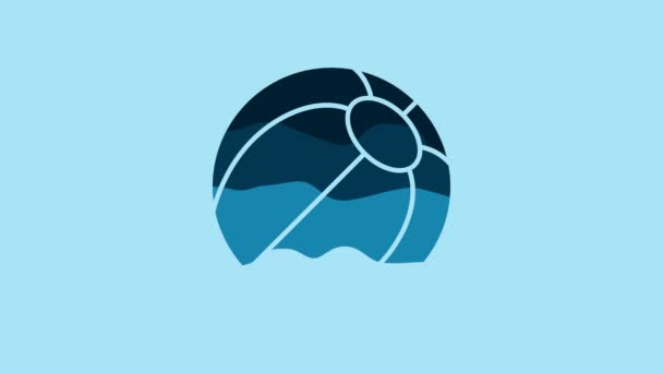 Blue Beach Ball Icon Isolated Blue Background Video Motion Graphic — Stok video
