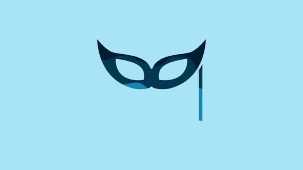 Blue Festive Mask Icon Isolated Blue Background Merry Christmas Happy — Stock videók