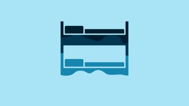 Blue Bunk Bed Icon Isolated Blue Background Video Motion Graphic — Stock Video