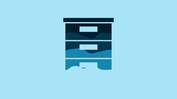 Blue Furniture Nightstand Icon Isolated Blue Background Video Motion Graphic — Stock Video