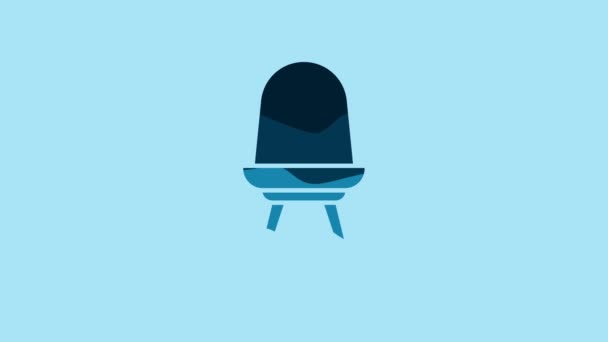 Blue Chair Icon Isolated Blue Background Video Motion Graphic Animation — Wideo stockowe