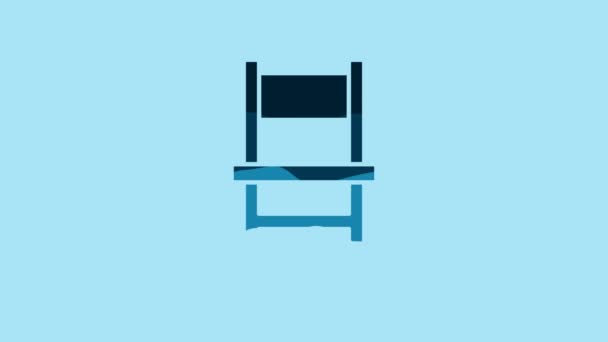 Blue Chair Icon Isolated Blue Background Video Motion Graphic Animation — Vídeos de Stock