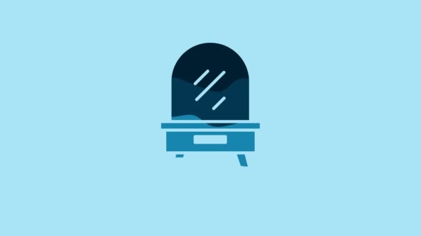 Blue Dressing Table Icon Isolated Blue Background Video Motion Graphic — Wideo stockowe