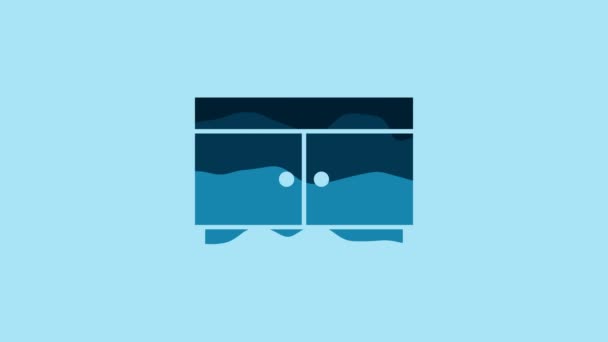 Blue Chest Drawers Icon Isolated Blue Background Video Motion Graphic — Video Stock