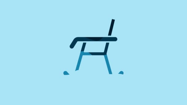 Blue Armchair Icon Isolated Blue Background Video Motion Graphic Animation — Vídeos de Stock
