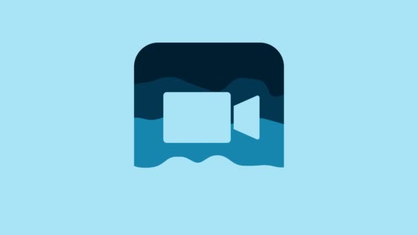 Blue Camera Icon Isolated Blue Background Video Camera Movie Sign — Video