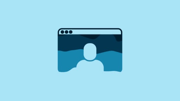 Blue Video Chat Conference Icon Isolated Blue Background Online Meeting — kuvapankkivideo