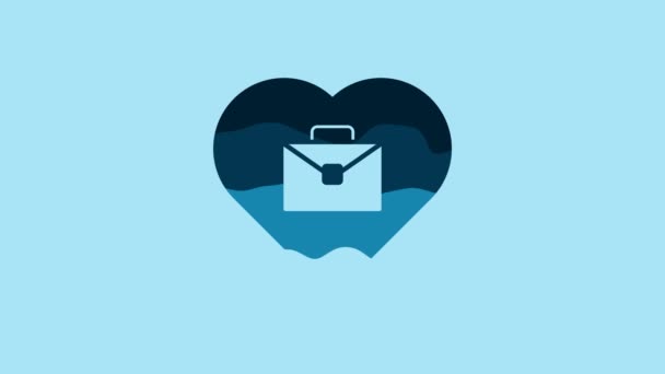 Blue Heart Text Work Icon Isolated Blue Background Video Motion — Stok video