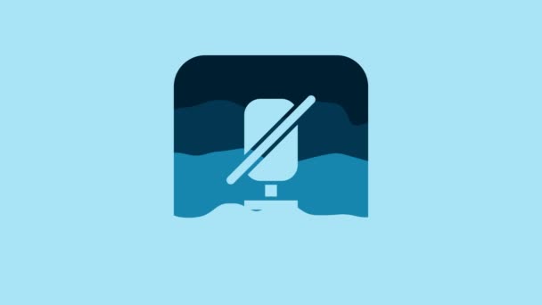 Blue Mute Microphone Icon Isolated Blue Background Microphone Audio Muted — Wideo stockowe