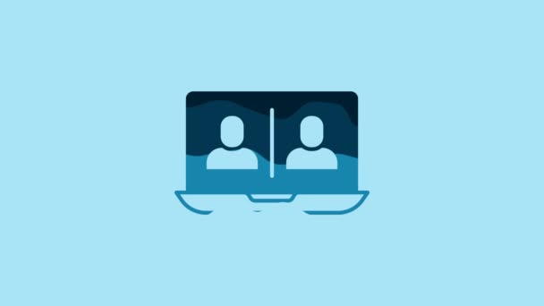 Blue Video Chat Conference Icon Isolated Blue Background Online Meeting — 비디오