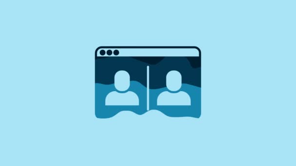 Blue Video Chat Conference Icon Isolated Blue Background Online Meeting — Stok video