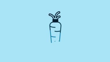 Blue Carrot icon isolated on blue background. 4K Video motion graphic animation .