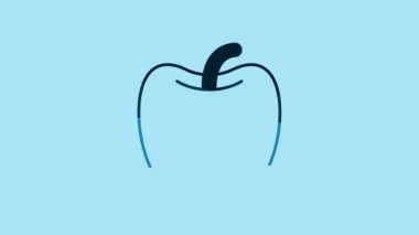 Blue Apple icon isolated on blue background. Excess weight. Healthy diet menu. Fitness diet apple. 4K Video motion graphic animation .