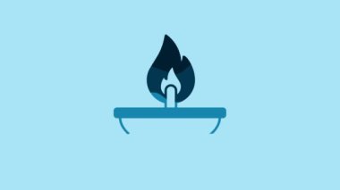 Blue Aroma candle icon isolated on blue background. 4K Video motion graphic animation .