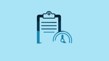 Blue Sport training program or fitness plan icon isolated on blue background. 4K Video motion graphic animation .