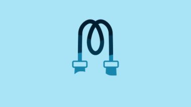 Blue Jump rope icon isolated on blue background. Skipping rope. Sport equipment. 4K Video motion graphic animation .