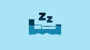 Blue Time to sleep icon isolated on blue background. Sleepy zzz. Healthy lifestyle. 4K Video motion graphic animation .