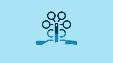 Blue Ferris wheel icon isolated on blue background. Amusement park. Childrens entertainment playground, recreation park. 4K Video motion graphic animation .
