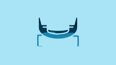 Blue Boat swing icon isolated on blue background. Childrens entertainment playground. Attraction riding ship, swinging boat. Amusement park. 4K Video motion graphic animation .
