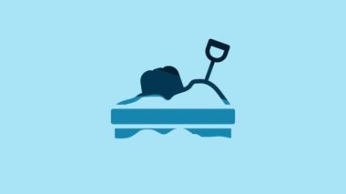 Blue Sandbox with sand icon isolated on blue background. 4K Video motion graphic animation .