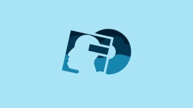 Blue Vinyl disk icon isolated on blue background. 4K Video motion graphic animation .