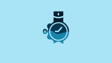 Blue Wrist watch icon isolated on blue background. Wristwatch icon. 4K Video motion graphic animation .