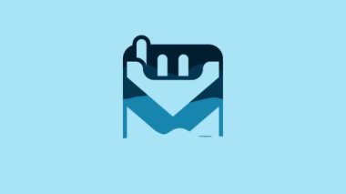 Blue Cigarettes pack box icon isolated on blue background. Cigarettes pack. 4K Video motion graphic animation .