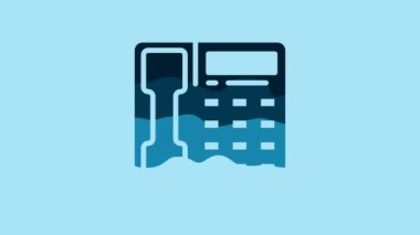 Blue Telephone handset icon isolated on blue background. Phone sign. 4K Video motion graphic animation .