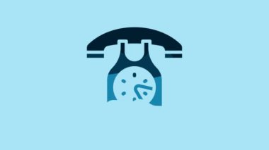 Blue Telephone handset icon isolated on blue background. Phone sign. 4K Video motion graphic animation .