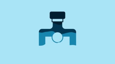 Blue Alcohol drink Rum bottle icon isolated on blue background. 4K Video motion graphic animation .