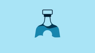 Blue Tequila bottle icon isolated on blue background. Mexican alcohol drink. 4K Video motion graphic animation .