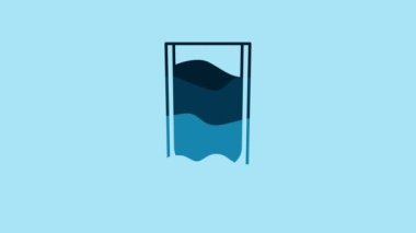 Blue Shot glass icon isolated on blue background. 4K Video motion graphic animation .
