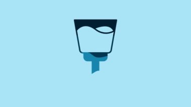 Blue Wine glass icon isolated on blue background. Wineglass sign. 4K Video motion graphic animation .