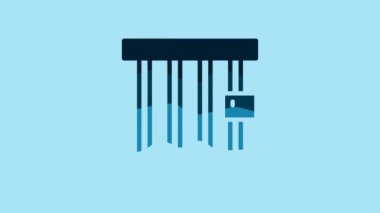 Blue Prison window icon isolated on blue background. 4K Video motion graphic animation .