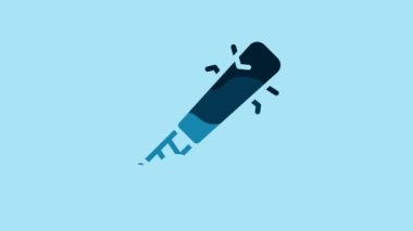 Blue Baseball bat with nails icon isolated on blue background. Violent weapon. 4K Video motion graphic animation .