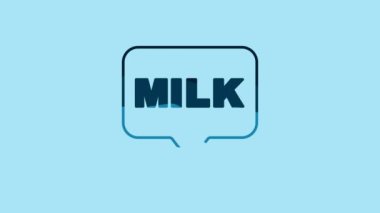 Blue Lettering milk icon isolated on blue background. Hand written design for label, brand, badge. 4K Video motion graphic animation .
