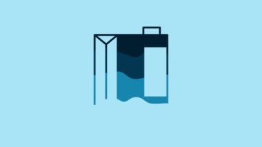 Blue Paper package for kefir icon isolated on blue background. Dieting food for healthy lifestyle and probiotics fulfillment. 4K Video motion graphic animation .