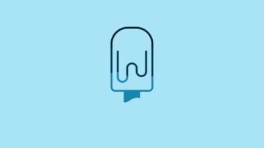 Blue Ice cream on stick icon isolated on blue background. Sweet symbol. 4K Video motion graphic animation .